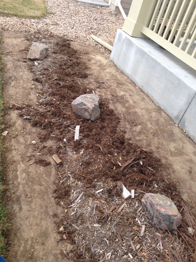 Rocks are gone, we'll add more mulch as we get things planted