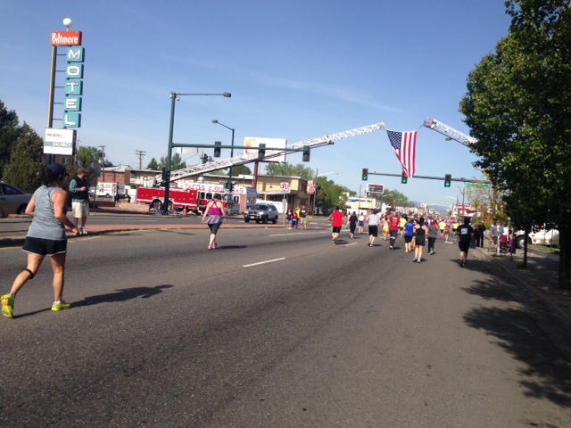 Ladder trucks between mile 9 and 10
