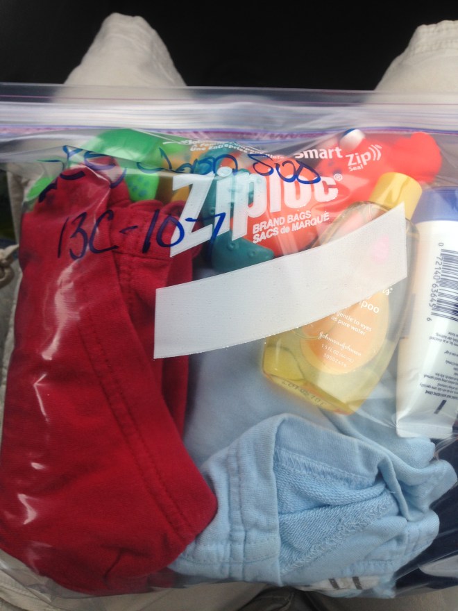 Stuffed inside the gallon baggie again...