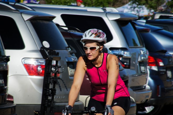 Bekah taking off on the bike