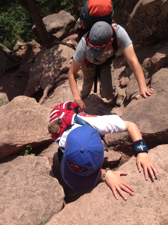 Climbing up some rocks