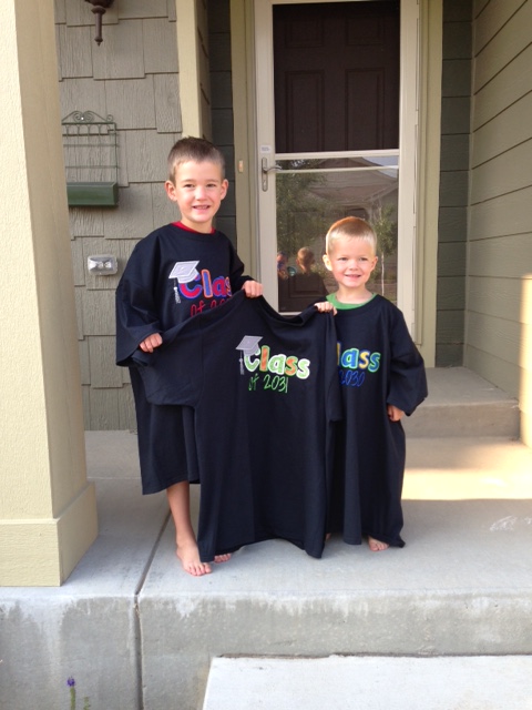 First Day Shirts....hopefully by age 18 they will fit better. Looking forward to Edric wearing his